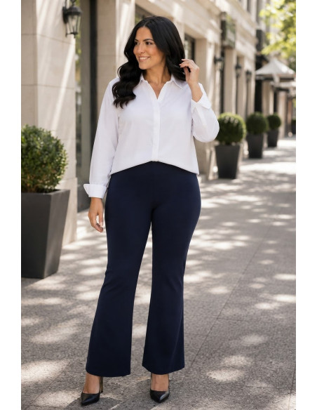 Pantalón Campana Crep Elástico Marino Velika - Imagen 1