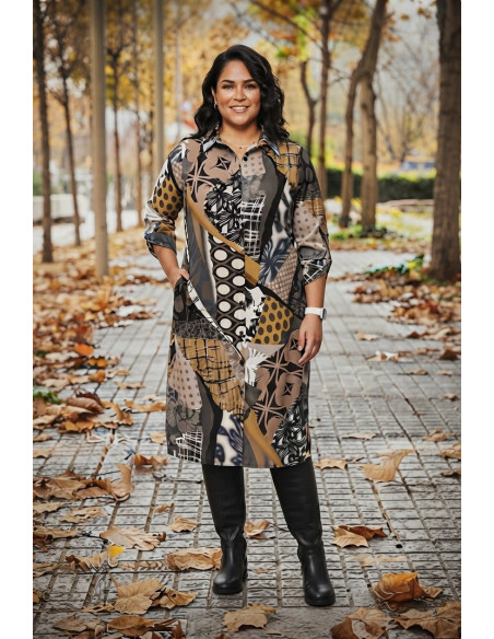 Preventa Vestido Mocan Geometrico Con Alma - Imagen 1