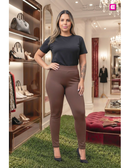 Pantalón Pitillo Punto Roma Marrón Victoria 56 - Imagen 1