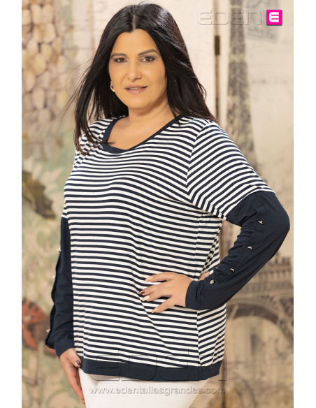 Camiseta Amatista Rayas Marino Isabel G - Imagen 2