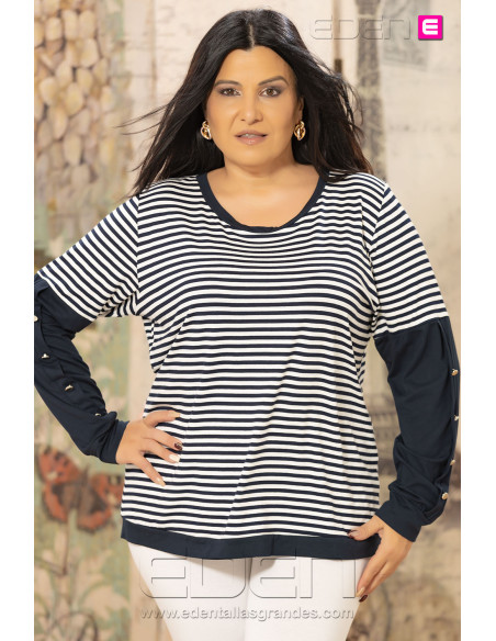 Camiseta Amatista Rayas Marino Isabel G - Imagen 1