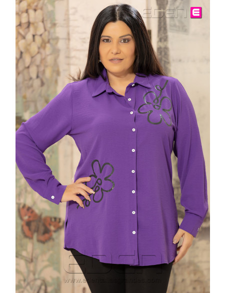 Camisa Flor Morado Velika - Imagen 1
