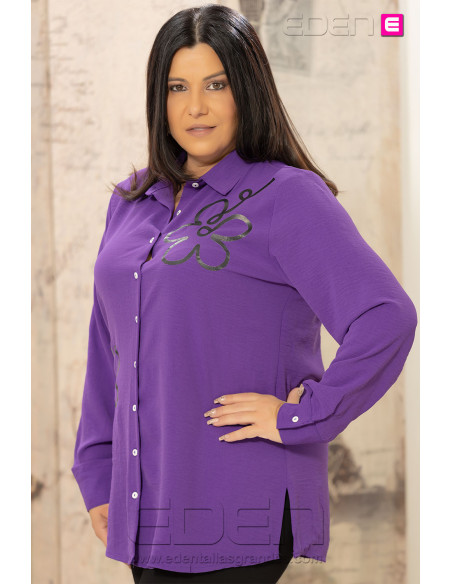 Camisa Flor Morado Velika - Imagen 2