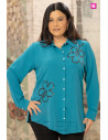 Camisa Flor Turquesa Velika