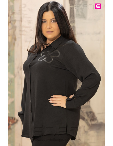Camisa Flor Negro Velika - Imagen 1
