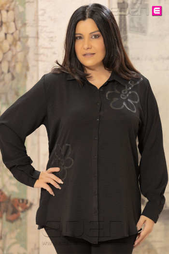 Camisa Flor Negro Velika - Imagen 1