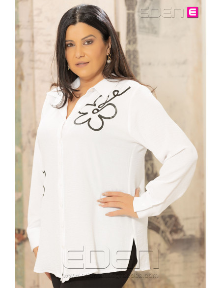 Camisa Flor Blanco Velika - Imagen 1