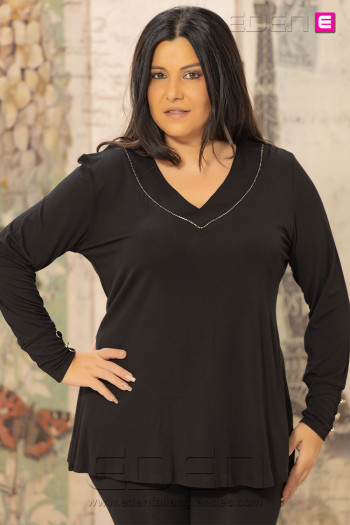 Camiseta Botones Negro Velika - Imagen 1