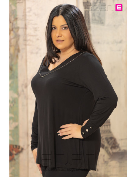 Camiseta Botones Negro Velika - Imagen 2