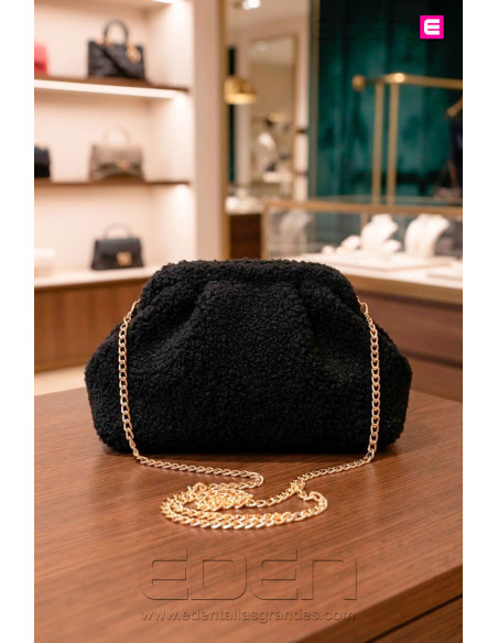 Bolso Cluth Moda Borreguito Negro - Imagen 1