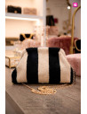 Bolso Cluth Moda Pelito Rayas Crudo Y Negro