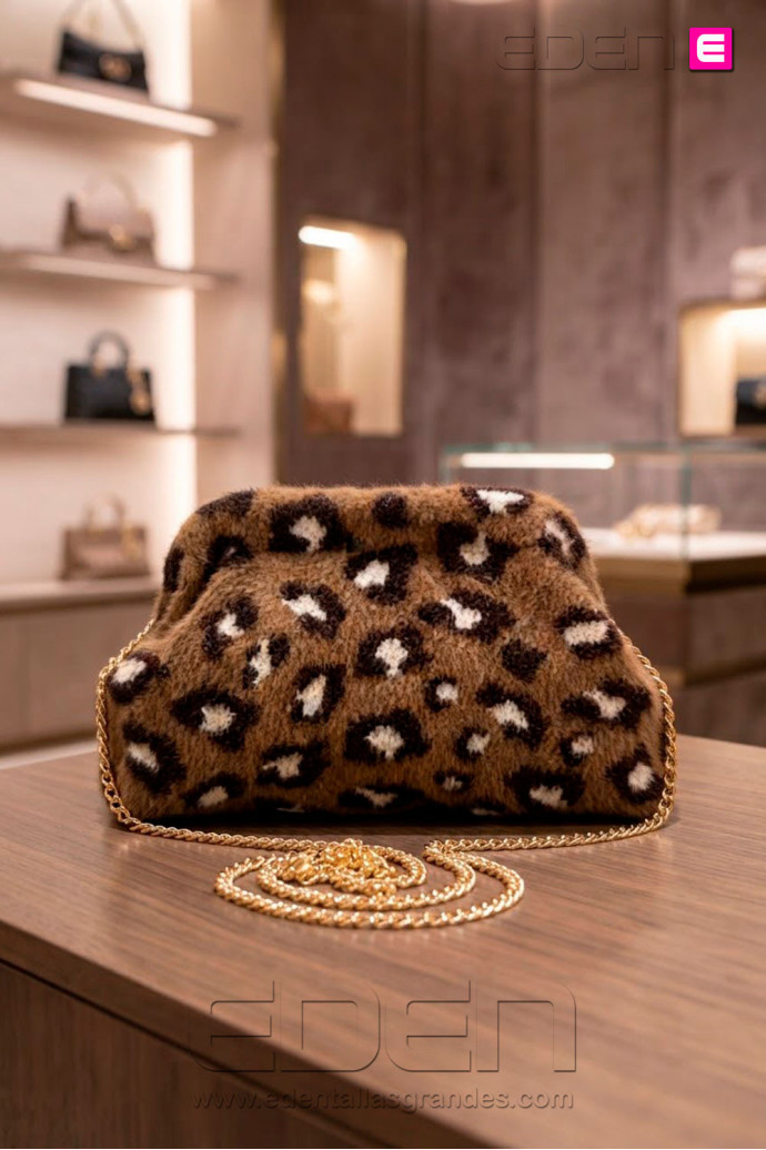Bolso Cluth Moda Pelito Animal Print Marrón - Imagen 1