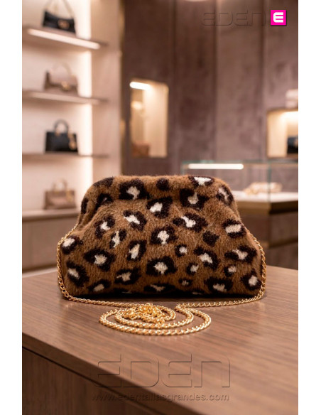 Bolso Cluth Moda Pelito Animal Print Marrón - Imagen 1